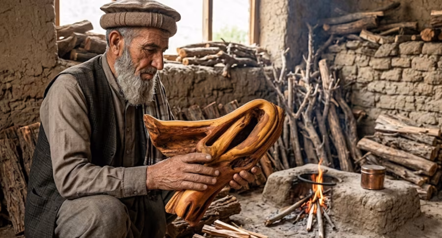 Archa juniper wood used as fuel in Afghan stoves