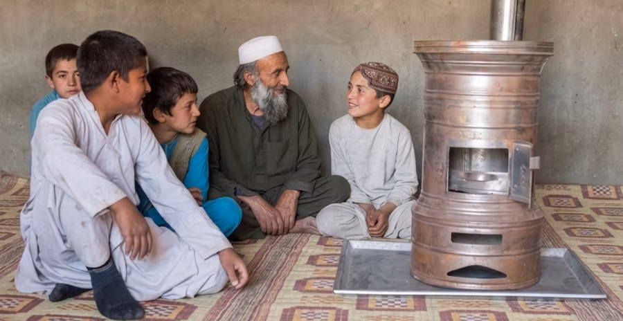 A sheet steel bukhari stove made from galvanized sheet steel