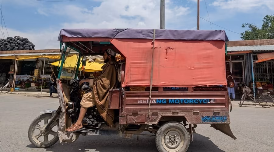 A motorized rickshaw in Afghanistan