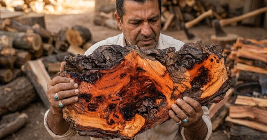 Roghani fatwood pieces used to start a fire in Afghan stoves