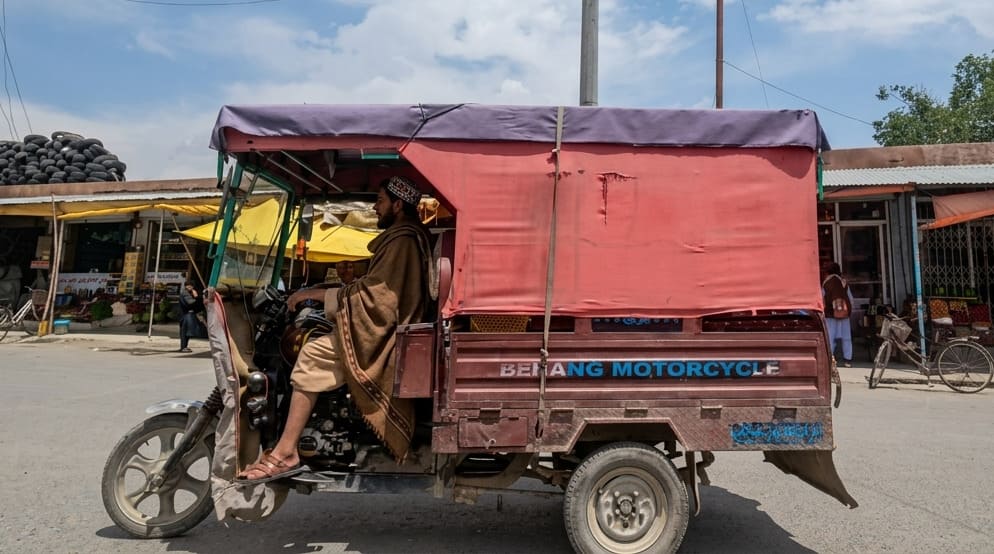 A motorized rickshaw in Afghanistan